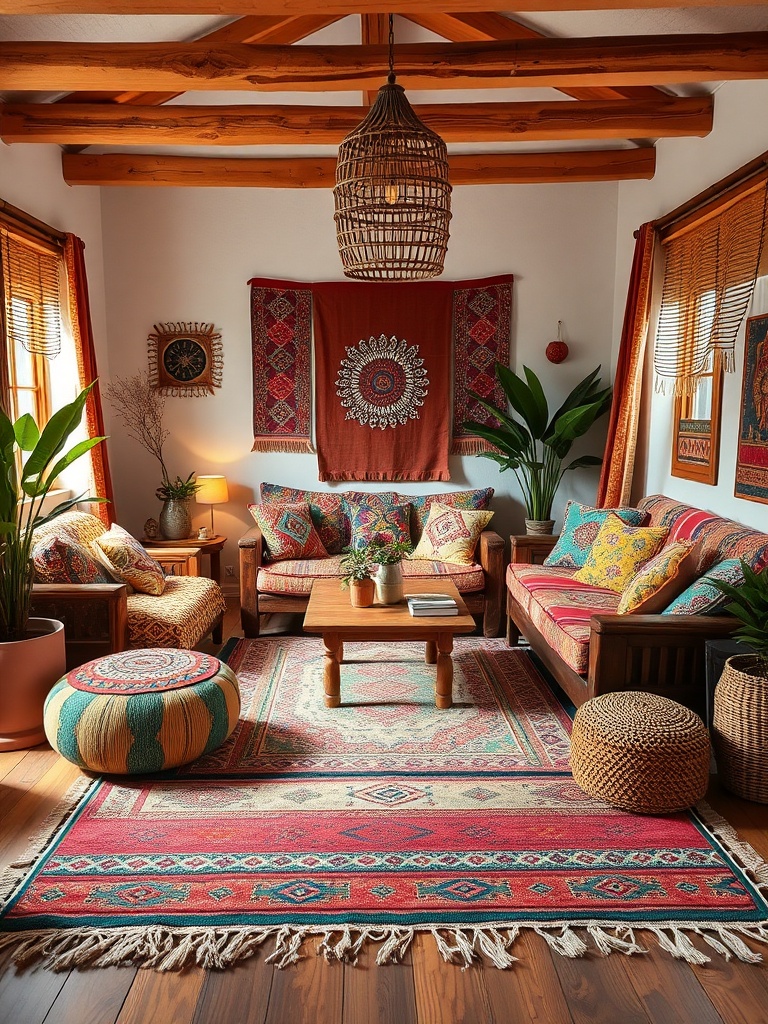 Cozy living room with Afrobohemian decor