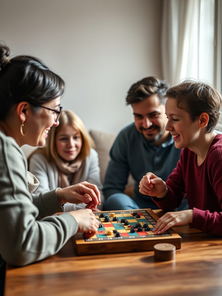 family enjoying a board game together