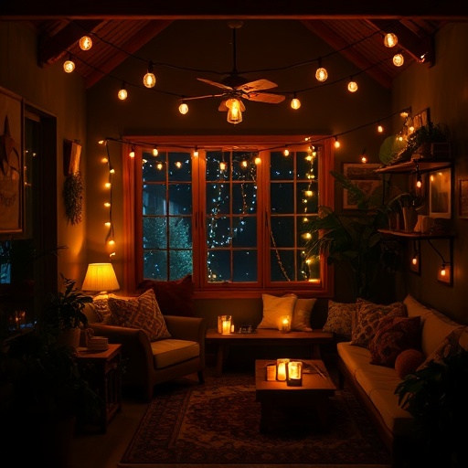 soft ambient lighting in boho decor