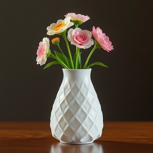 custom 3D printed vase with flowers