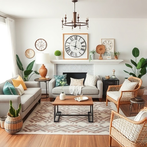 beautifully decorated living room with DIY elements