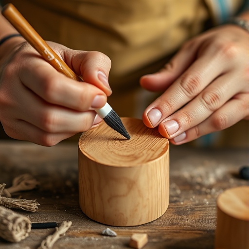 hands painting a wooden item