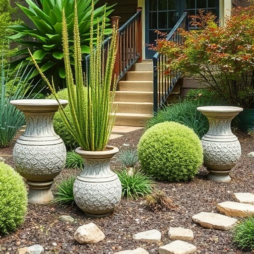 outdoor garden with artifacts