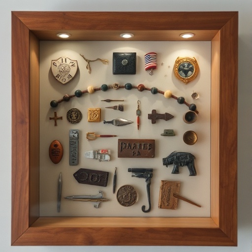 shadow box displaying small artifacts