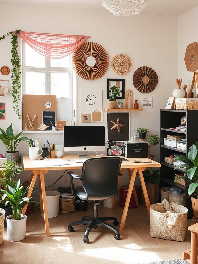 workspace with DIY decor projects
