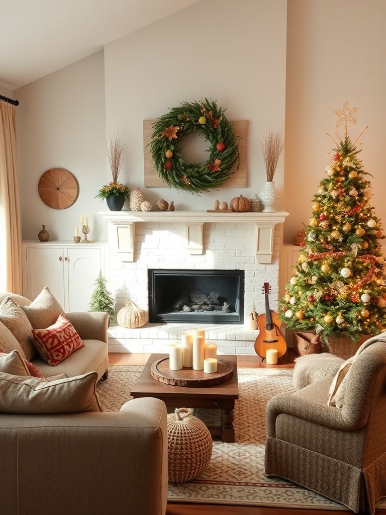 living room with seasonal decor