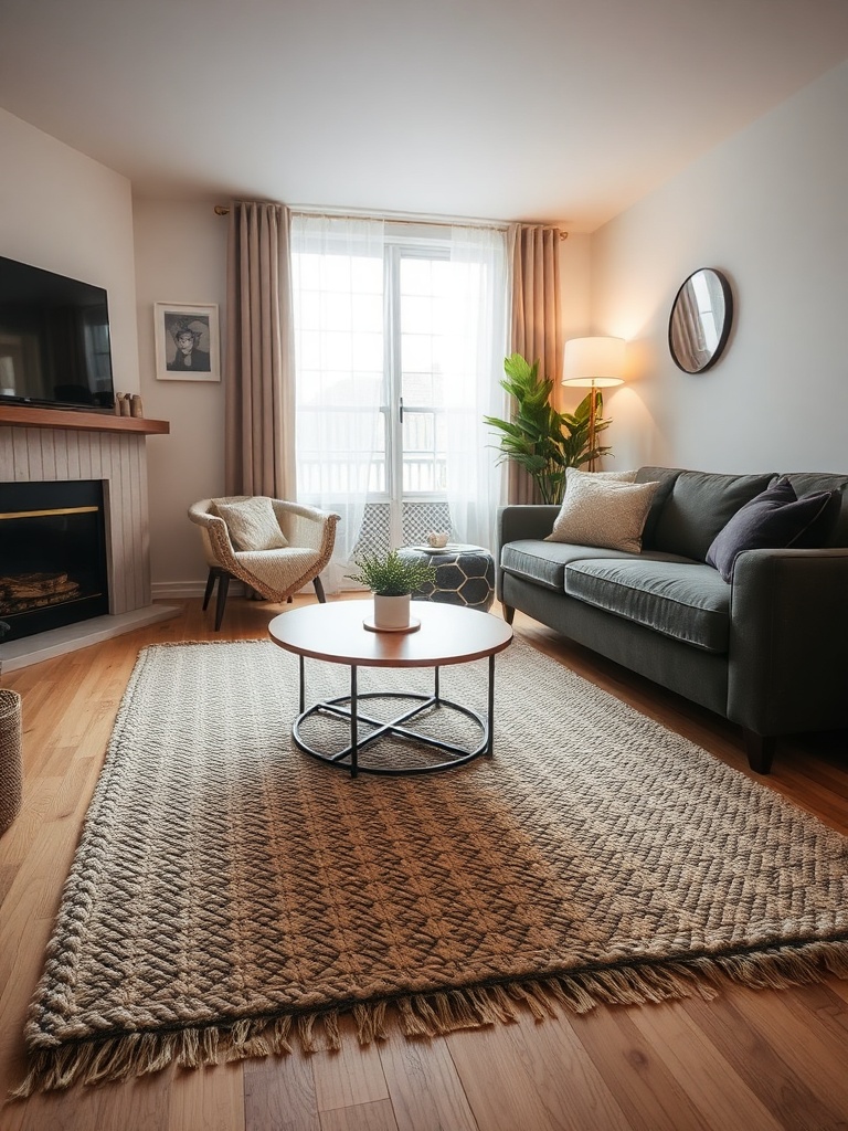 textured rug in a cozy living space