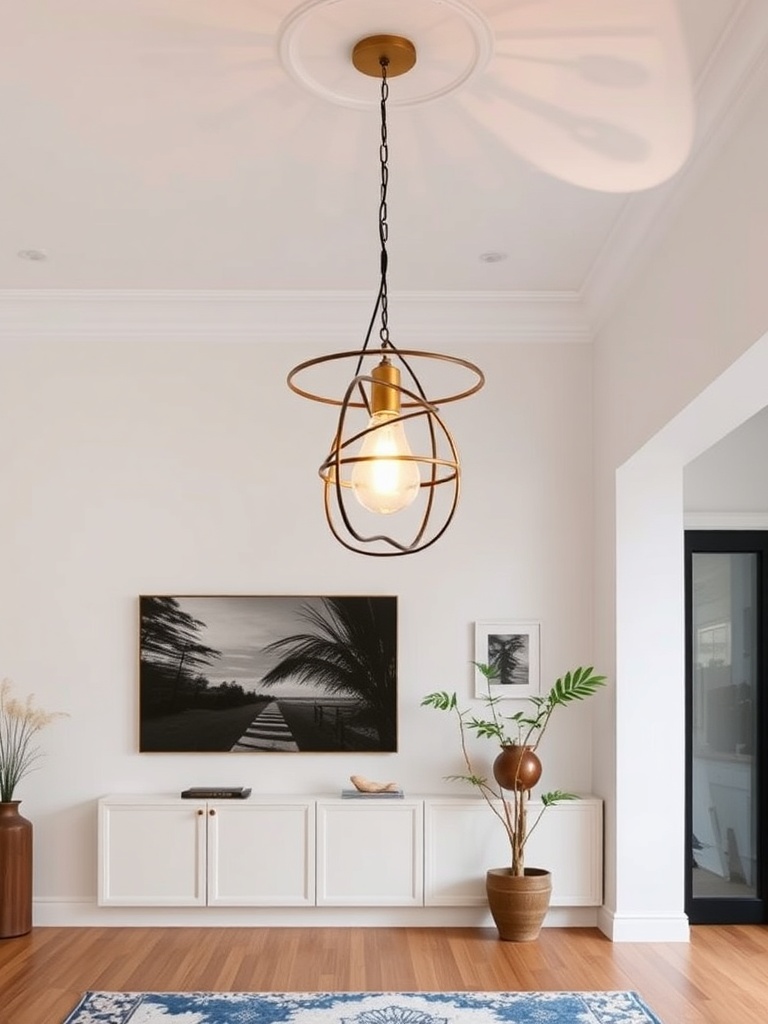 unique lighting fixture in a stylish room