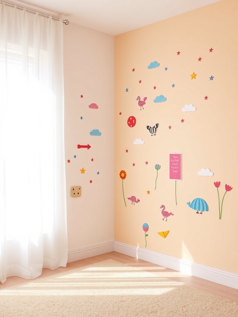 colorful wall decals in a room