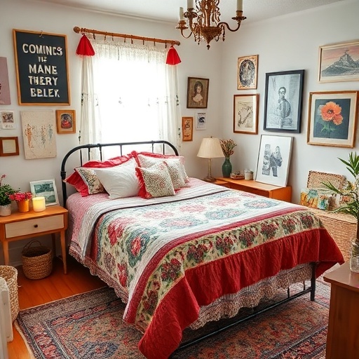 stylish bedroom with thrifted decor