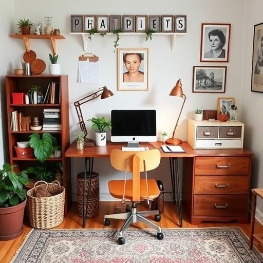 functional home office with thrifted decor