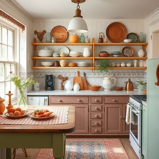 charming kitchen with thrifted items