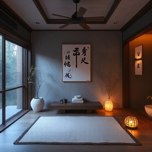 Meditation corner in Japandi style