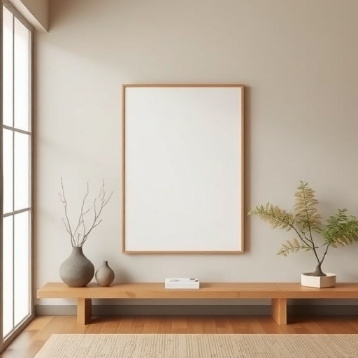 Minimalist art in a Japandi home