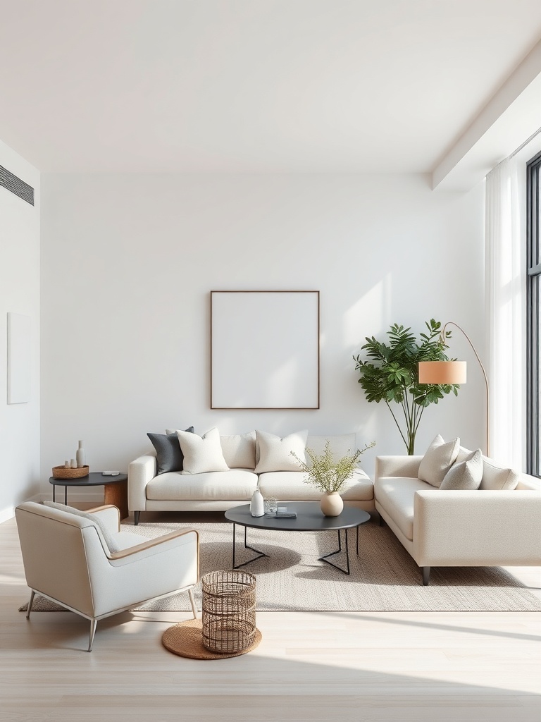 minimalist living room with neutral decor