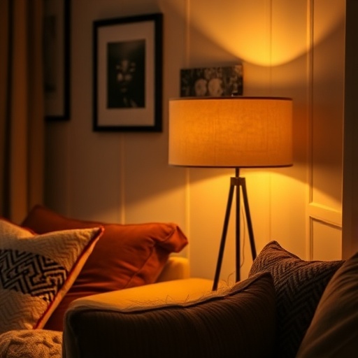 soft warm lighting from a stylish lamp