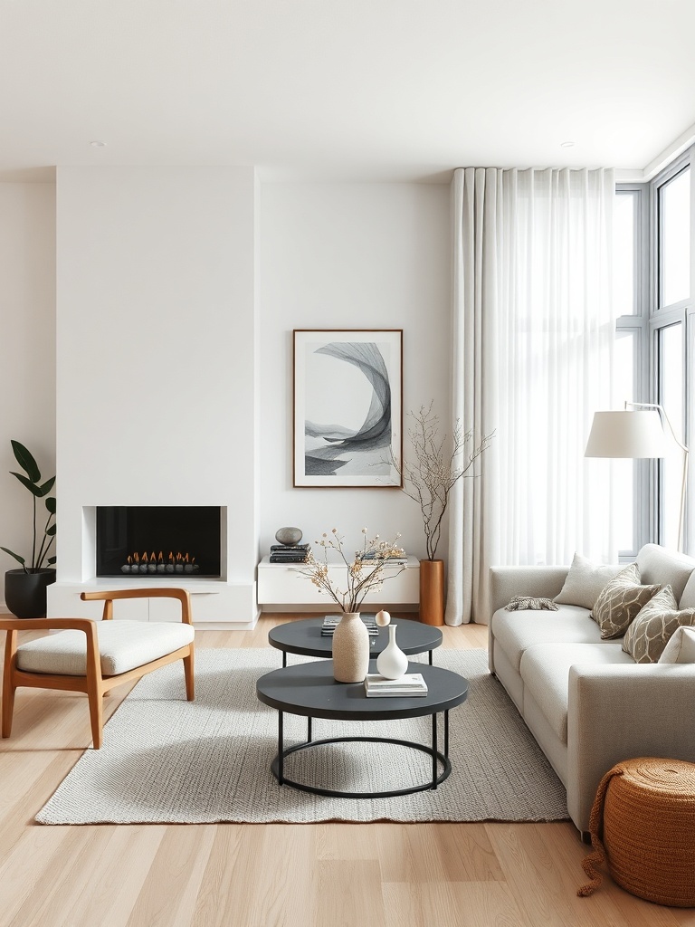 minimalist living room with neutral colors
