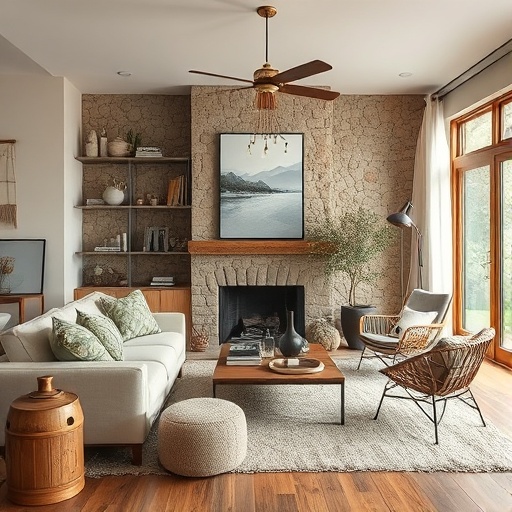 living space with layered textures