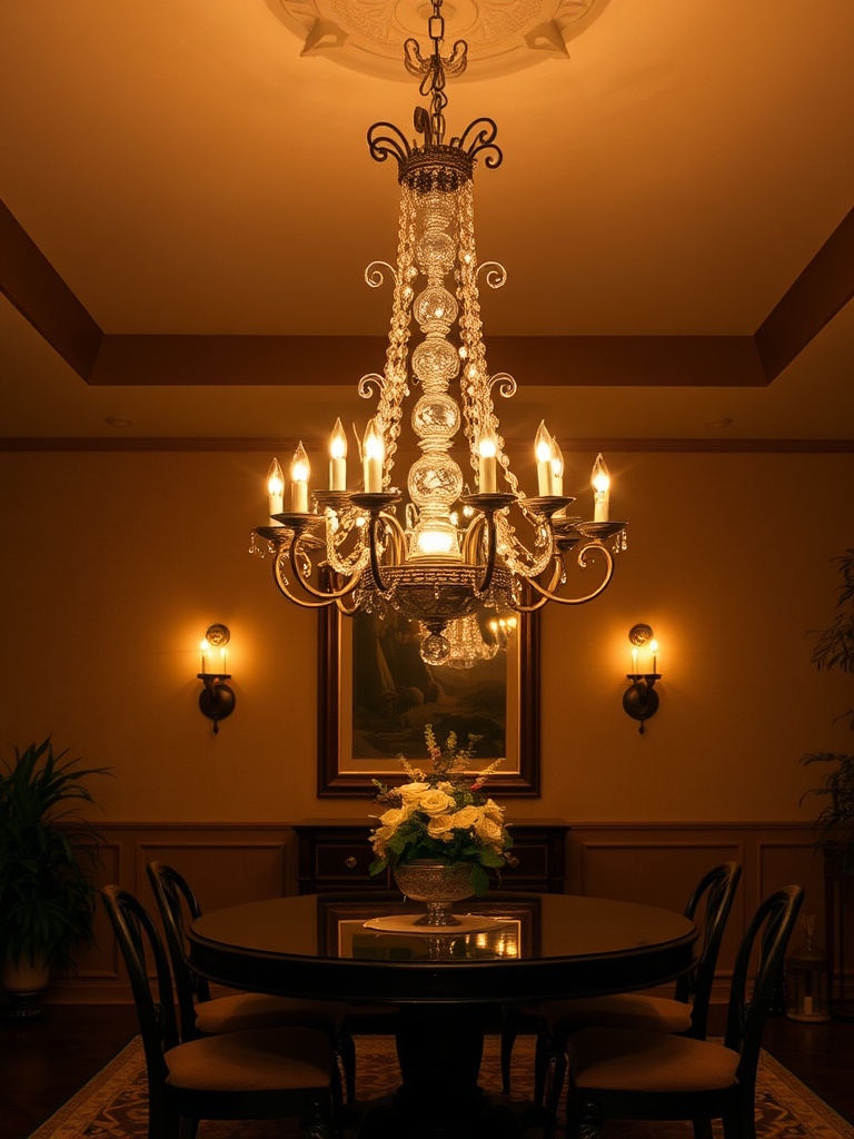 elegant chandelier in a dining room