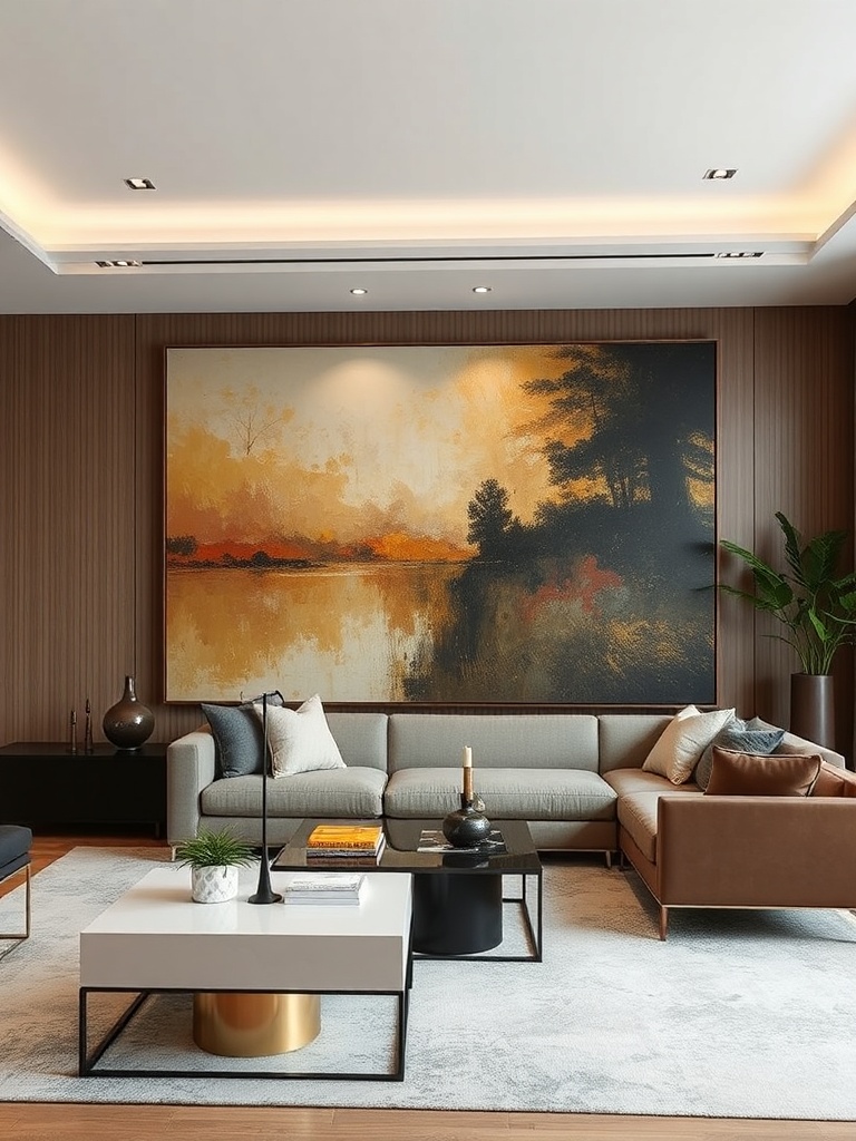 large art piece in a modern living room
