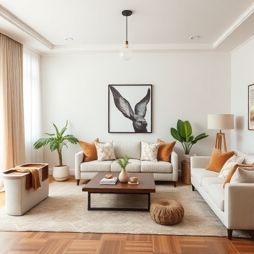 stylish furniture arrangement in a living room
