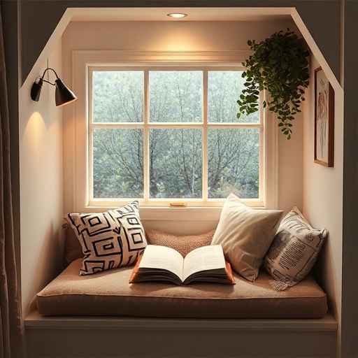 cozy reading nook in bohemian style
