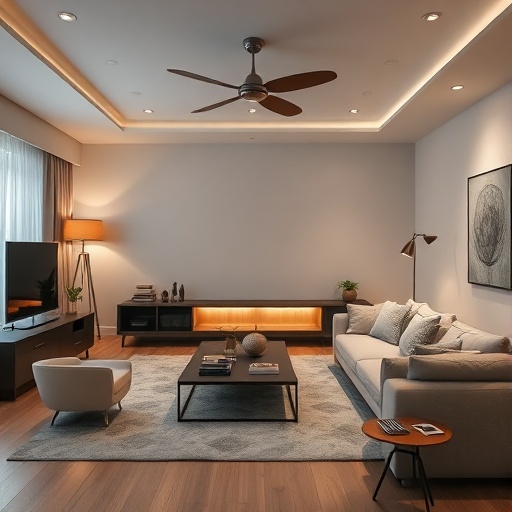 smart lighting in a modern living room