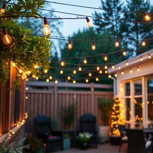 string lights in a garden patio
