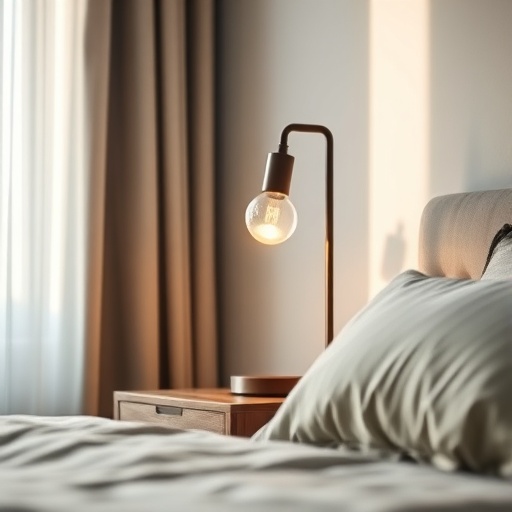 contemporary table lamp on bedside table
