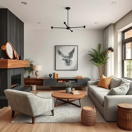 living space with mixed textures