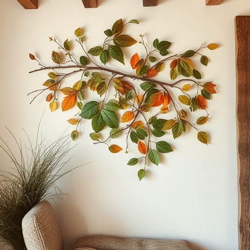natural wall art with leaves and branches