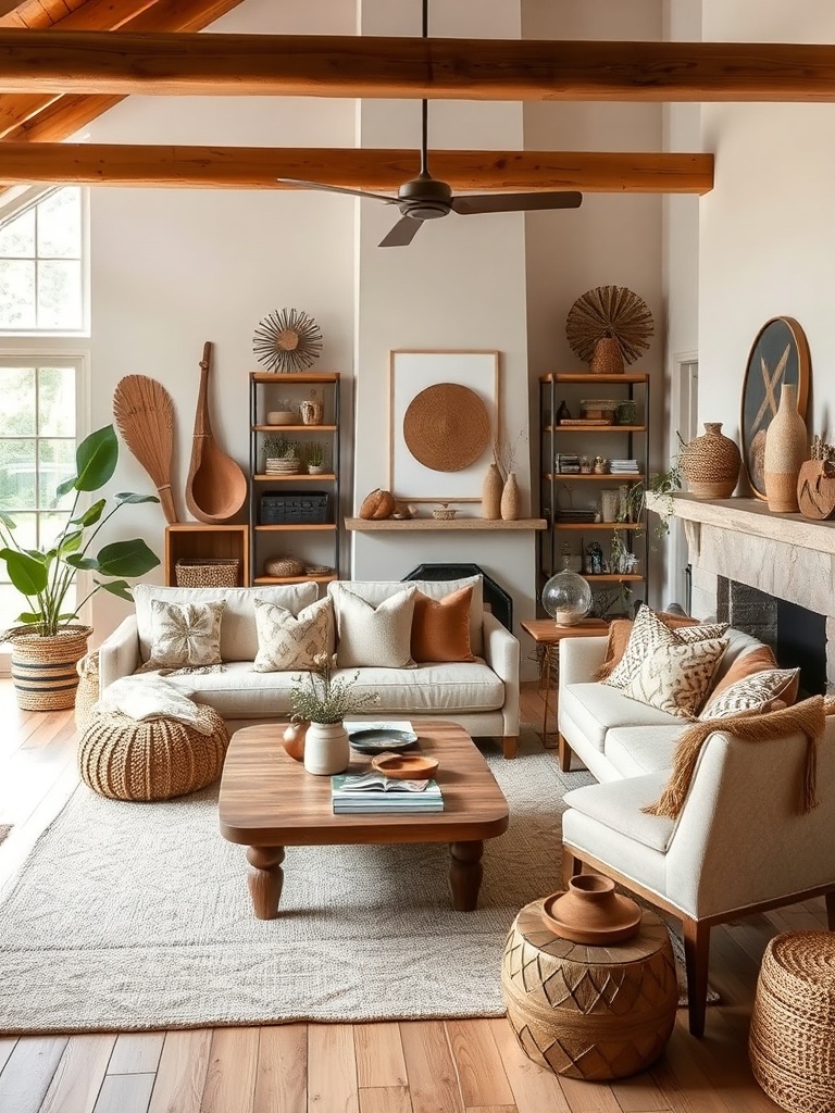 cozy living room with organic decor