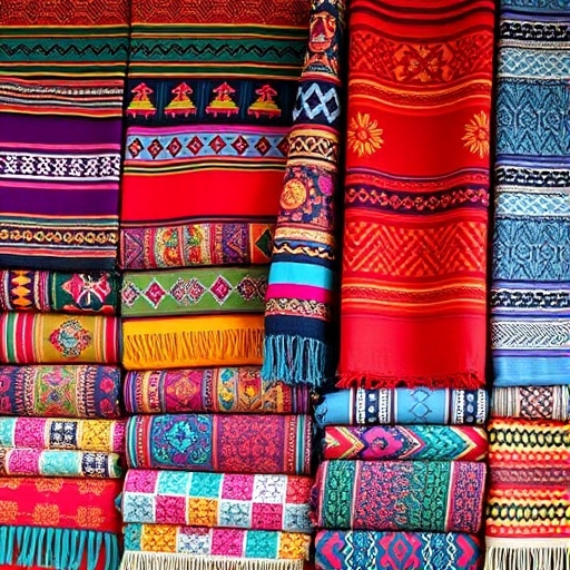 colorful Mexican textiles with vibrant patterns