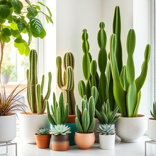 stylish indoor plants including cacti