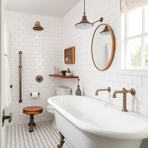 modern bathroom with vintage fixtures