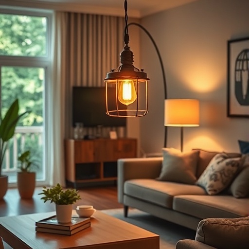 vintage lamp in a modern living space