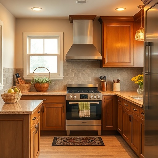 brown kitchen cabinets and countertops