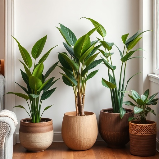 indoor plants in brown pots