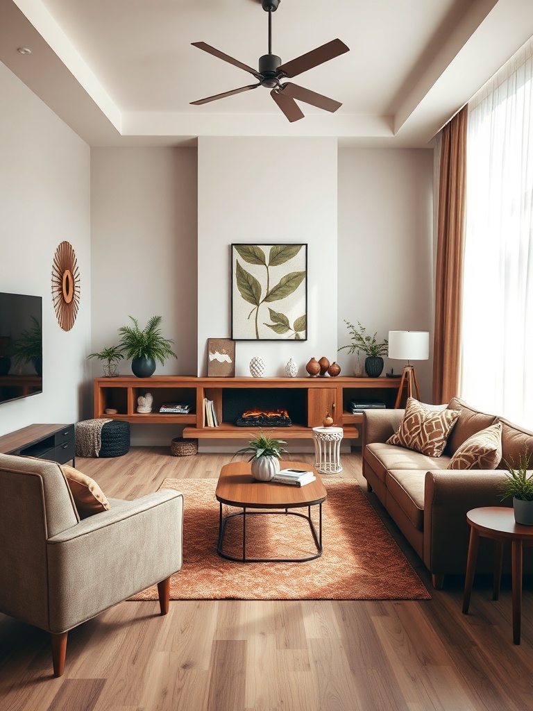 cozy living room with brown decor