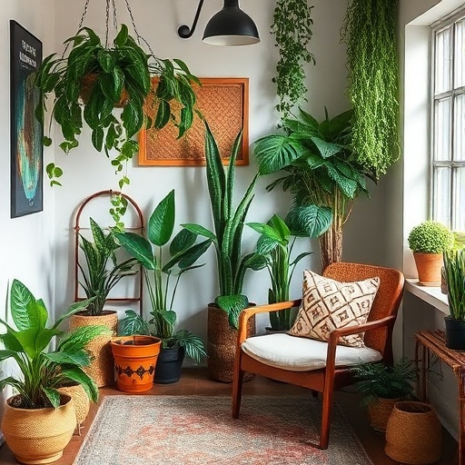 Indoor plants in a cozy home corner