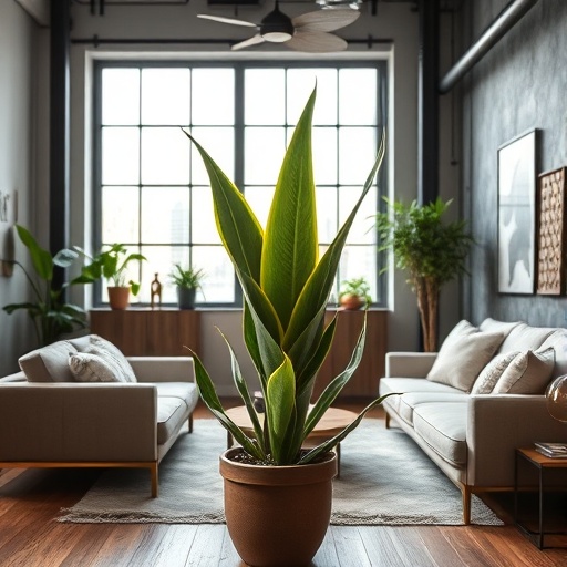 snake plant in living room