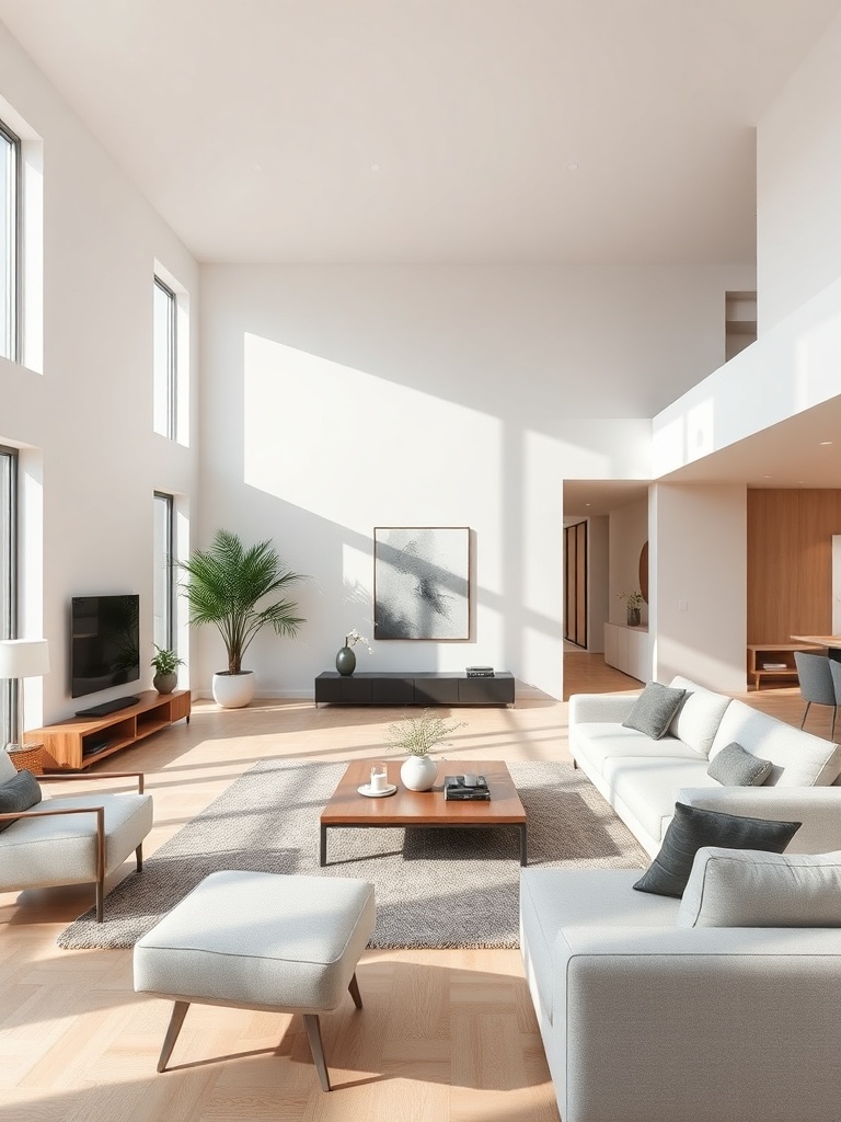 open layout living room with minimal furniture