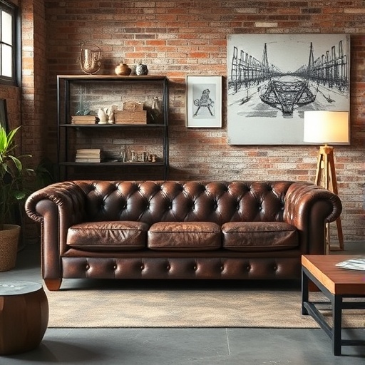 distressed leather sofa