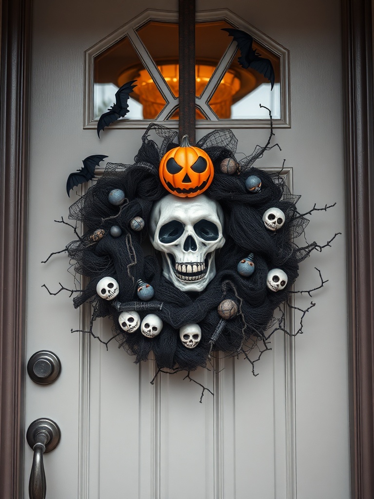 Halloween wreath on a door