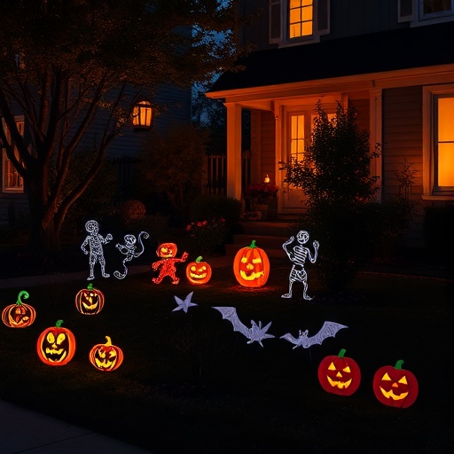 Halloween silhouettes in a yard