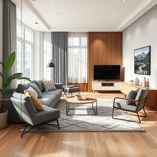 Stylish living room with multi-purpose furniture
