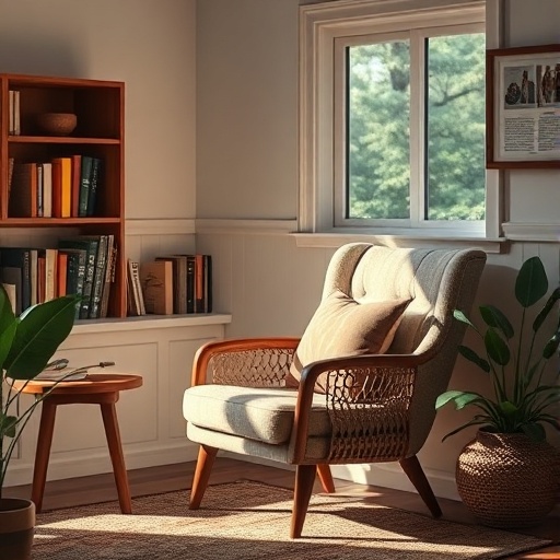 Cozy reading nook with a comfortable chair