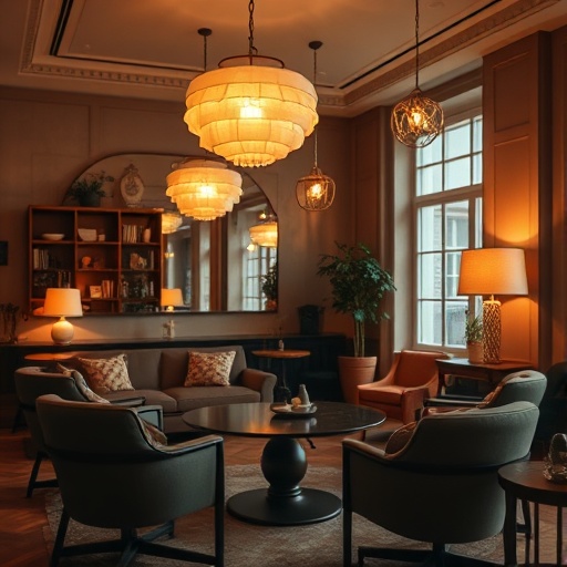 Stylish room with warm lighting fixtures