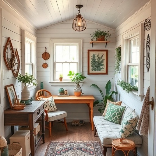 tiny home with upcycled vintage decor
