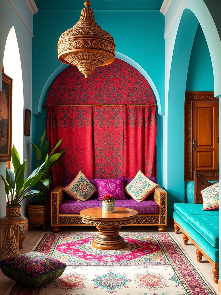 vibrant Arabic home decor with bold colors